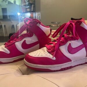 Nike Fuchsia and White High-Top Sneakers